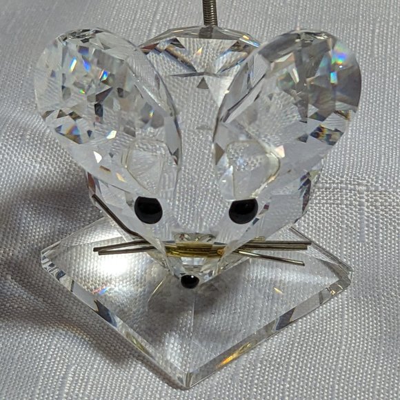 Lge Swarovski 1980's Mouse Spring Tail Sits on A Square Base Not Original Box - Picture 9 of 12